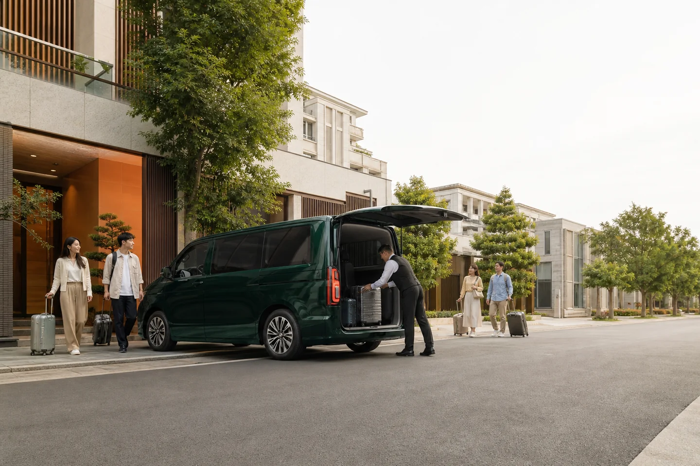 準備執行機場接送服務的商務乘用車